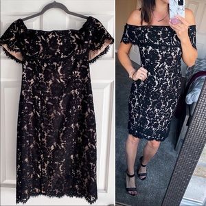 Eliza J black lace and nude midi dress -Never worn